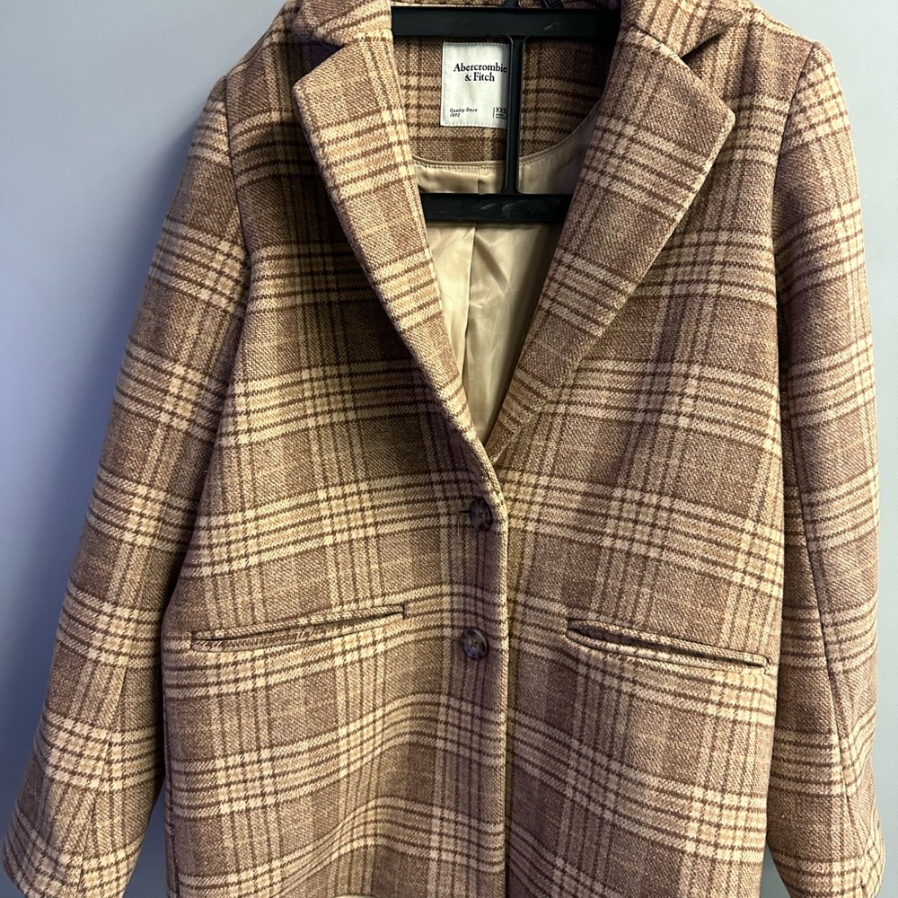 Abercrombie & Fitch Women's Tan Plaid Blazer